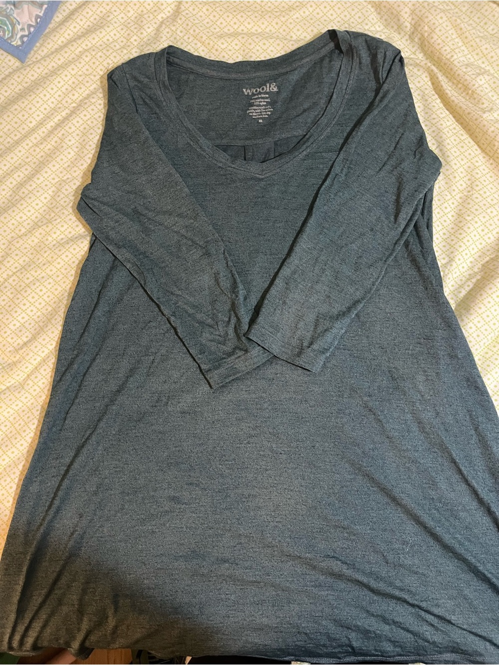 Wool& 3/4 Sleeve Willow-Modified Tunic Dress -Charcoal/Teal -XS- play condition